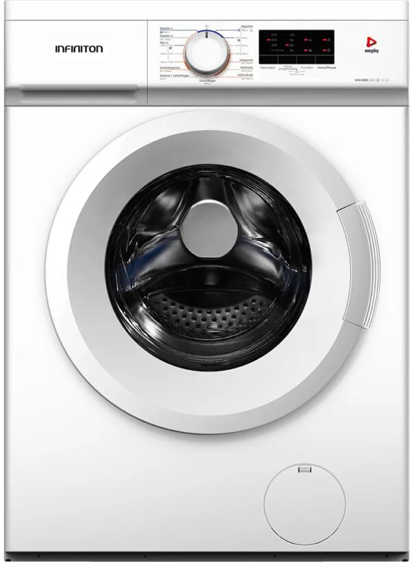 LAVADORA INFINITON WM58D DSCT BLANCA 5KG 800RPM CLASE D 15 PROGRAMAS DISPLAY INICIO DIFERIDO TAPA DESMONTABLE